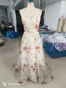 Elegant A-Line Lace Flower Wedding Dress Sweetheart Sleevless Bridal Gown Size10 - Picture 1 of 6