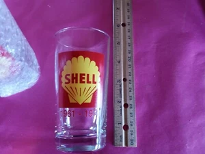 Vintage Barware Trink Werbeglas ~ Muschel Benzin - Bild 1 von 3