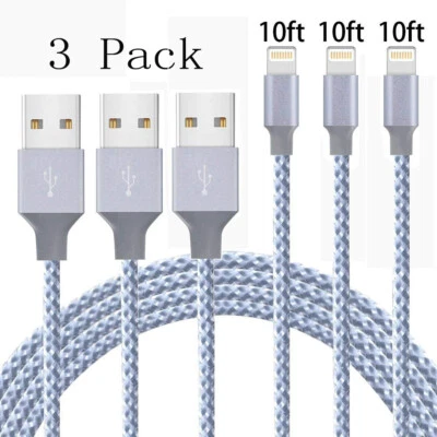 3 Pack Fast Charger USB Cable For iPhone 6/7/8 Plus /XR/Xs/Max 11/12/13 Pro Ipad - Image 1 of 4