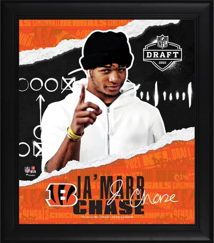 Ja'Marr Chase Cincinnati Bengals Frmd 15 x 17 2021 Draft Day Collage - Facsimile Cover