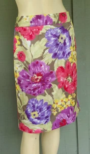 BANANA REPUBLIC Colorful Floral Pencil Skirt 10 Exposed Zipper - Picture 1 of 3
