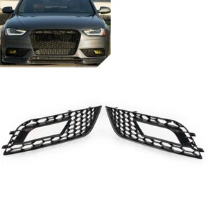 Pair Honeycomb Hex Mesh Fog Lights Cover For Audi A4 B8.5 2013-2016 - Picture 1 of 9