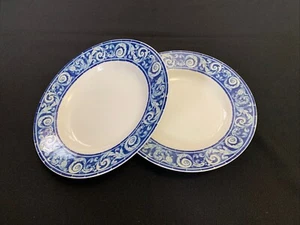 Vista Alegre Figuras Blue Tile Scroll Wide Rim Soup Salad Bowl Set of 2 Portugal - Picture 1 of 12
