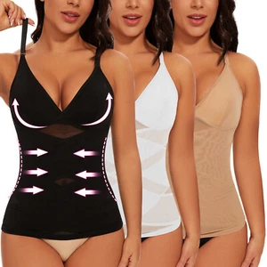 Women Tummy Control X-cross Top Shapewear Compression Sexy Tanks V-Neck Camisole - Imagen 1 de 30