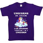 1Tee Kids Girls Unicorns Are Awesome Therefore I am A Unicorn T-Shirt