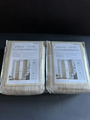 "2 paneles de cortina Allen & Roth Hess natural búfalo a cuadros filtro de luz 50""x85""" Foto 1 de 4