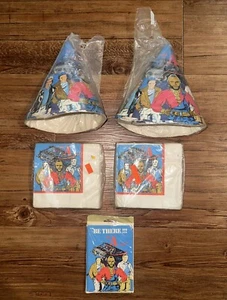 Vintage A-TEAM Birthday Party Napkins Hats Invitations Lot 1983 C.A. REED New - Picture 1 of 16
