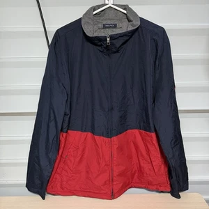 Chaqueta cortavientos Nautica reversible roja azul marino XL longitud media forrada de vellón - Imagen 1 de 23