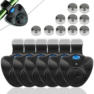 6 Paquetes Alarma de Mordedura de Pesca con 10 Baterías Bonus Indica Electrónica Sensible Foto 1 de 4