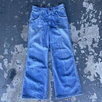 Maverick Blue Jeans Womens 26x28  Vtg 70s Denim Bell Bottoms Flare Leg USA Made - Image 1 of 4