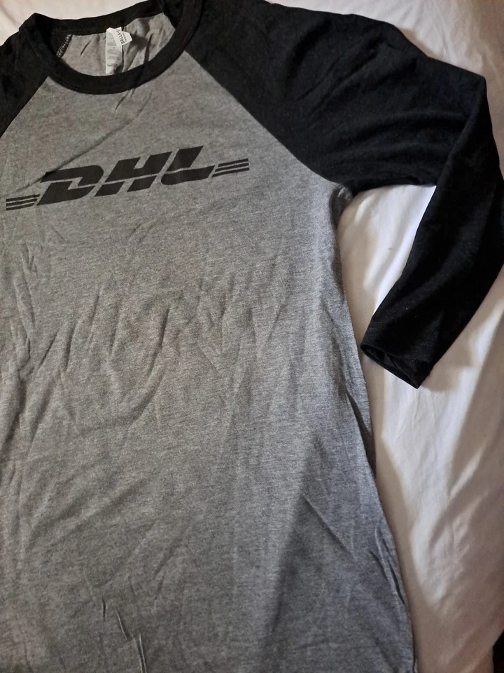 Camicia Ragland marca Dhl lotto di 3 uomo media logistica globale mai indossata Triblend  - Immagine 1 di 4