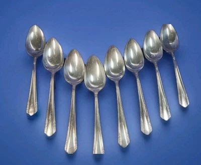 SET 8 TABLESPOONS  Wm Roger A1 Plus Oneida LTD 1934 Malibu Pattern - Image 1 of 4