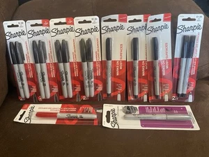 SHARPIE lot 10 Packs 15 Markers Black Red Silver Fine And Ultra Fine NEW NIP - Picture 1 of 6