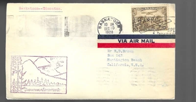 1928 Саскатун Канада первый полет обложка в Эдмонтон - Изображение 1 из 2