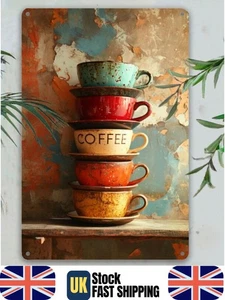 Retro Kaffeetassen Blechschild Vintage Küche Wandbild Cafe Bar Deko Plakette Geschenk - Bild 1 von 7