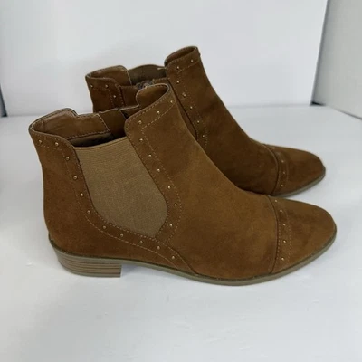 Botas al tobillo Liz Claiborne para mujer otoño marrón espuma viscoelástica talla 8 M gamuza cremallera Foto 1 de 4