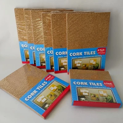 NEW 8 Pack Cork Boards Wall Tiles 9 x 6 and 6 x 6 18 Piece - Image 1 of 4