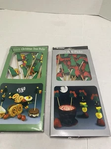 VTG Progressus Bells & Christmas Tree Hors D'oeuvres 29 Picks Honeycomb - Picture 1 of 9