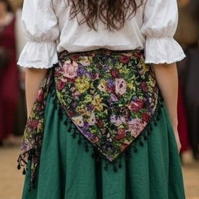 De Colección Cuentas Triángulo Floral Bufanda Renacimiento Ren Faire Disfraz Faja Boho Hippie Foto 1 de 4