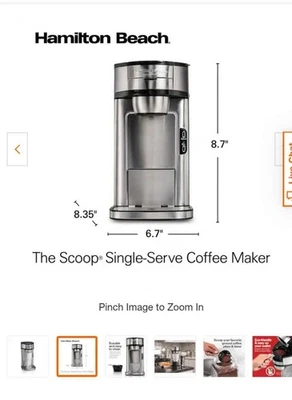 Cafetera Hamilton Beach 49981A cucharada de un solo servicio - plateada Foto 1 de 4