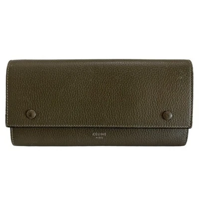 Cartera Céline Cuero Guijarro Grande Solapa Gris Amarillo Interior Hecha en Italia Foto 1 de 4