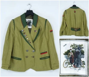 Womens Trachten Blazer XL Size US 16 EU 46 Green Country Festival Linen Jacket - Picture 1 of 11
