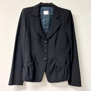 Armani Collezioni Wool Long Sleeve Notch Lapel Blazer Jacket Black Womens US 10 - Picture 1 of 4