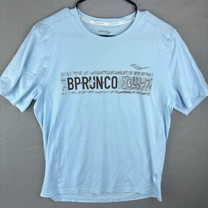 Saucony Stopwatch Running Shirt Light Blue Graphic Mens Large Tee - Picture 1 of 11