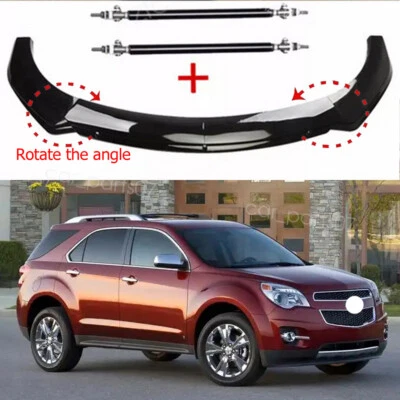 For Chevrolet Equinox Front Bumper Lip Spoiler Splitter Glossy Black+Strut Rods Foto 1 de 4
