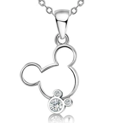 Collar Mickey Mouse Disney Plata Redonda Piedra Plata Brillante Foto 1 de 2