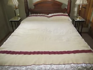 Vintage WW II Wolldecke 1944 US Army M.D. Hospita Field Burgandy Stripe 85" x 57" - Bild 1 von 19