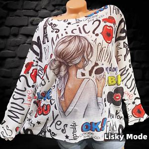 Italy Damen Pulli Shirt strick leichte Pulli Comics Blogger  Bunte 38,40,42 NEU
