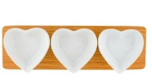 Heart Shape Ramekin Bowl Candy dip Dish Dipping trio on wood tray charcuterie - Picture 1 of 4