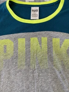 Victoria Secret PINK T Shirt Top Logo LS S Polka Dots Sexy VS - Picture 1 of 3