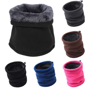 Winter Warm Polar Fleece Snood Unisex Neck Gaiter Thermal Face Mask Cover Scarf - Picture 1 of 17