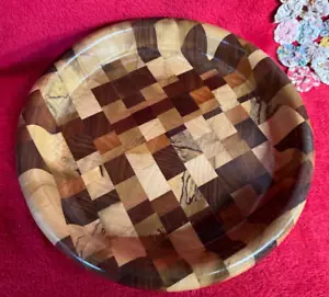 Handcrafted Natural Multiwood Low Serving Tray Medium Size - Picture 1 of 5