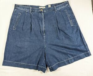LORD & TAYLOR Women's Plus Med Wash High Rise Pleated Relaxed Jean Shorts sz 16W