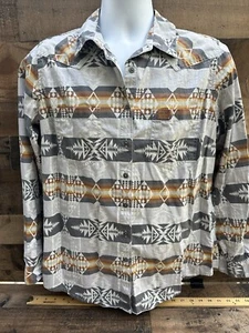 Ariat Pendleton Mens Grey Relaxed Fit Long Sleeve Western Button Up Shirt Large - Picture 1 of 6