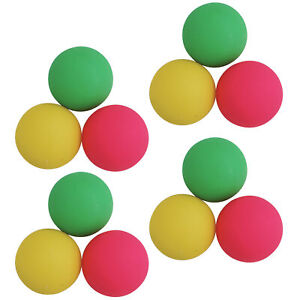 12 er Set Ersatzbälle Beach-Ball aus Hartgummi in drei Farben rot gelb grün 
