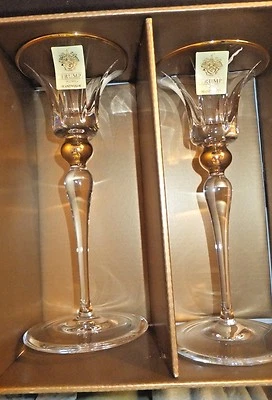 Juego de 2 pares de candelabros de cristal Trump Home Elmsford Tall Taper Rogaska  Foto 1 de 4