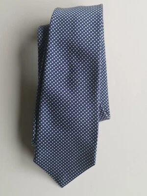 Nueva Corbata Ajustada MASSIMO DUTTI Azul y Blanca a Cuadro de Seda - Hecha en Italia Foto 1 de 2