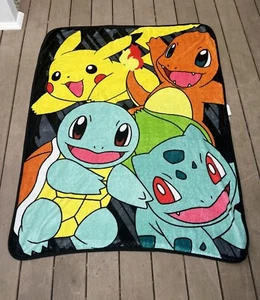 Pokemon Go Pikachu Charmander Squirtle Anime NES Nintendo Plush Throw Blanket - Picture 1 of 9