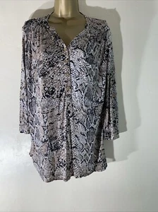Womens Wallis Medium Brown Mix snakeskin 3/4 Roll Sleeve Stretch Tunic Blouse - Picture 1 of 7