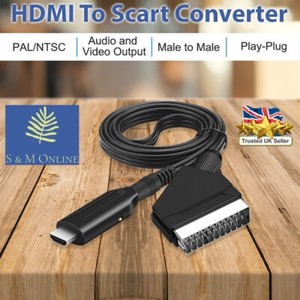 Portable HDMI to SCART Converter Cable Video Audio Adapter Lead 1M for HD TV DVD