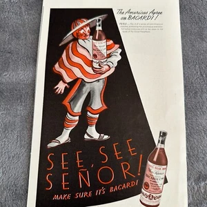 Pubblicità Stampa Bacardi Portorican Rum Art Cartoon Cilian Vaquero Epoca Seconda Guerra Mondiale 1942 - Foto 1 di 6