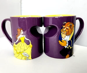 Disney Beauty & the Beast Heart Princess Belle Ceramic Coffee Mug Set of 2 - Picture 1 of 9
