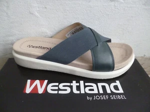 Westland Pantolette Damen Sandalen Hausschuhe Schuhe blau Leder 25405 - Picture 1 of 8