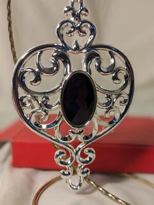 Ornamento Lenox 5" guglia ingioiellata cuore viola intenso medio nuovo con scatola - Foto 1 di 6