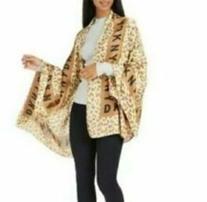 DKNY Leopard & Logo Print Multifunctional Scarf OS - Picture 1 of 3