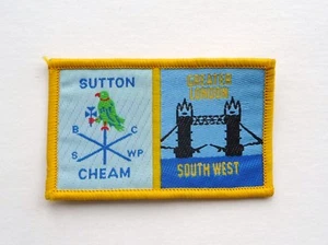 Sutton & Cheam / Greater London South West double Scout uniform badge - new - Foto 1 di 1